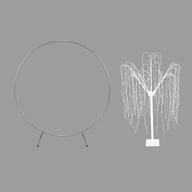 Arco de casamento ? prata e 1 salgueiro chorão de 180 cm com luzes brancas quentes