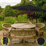 Guarda-chuva Cantilever 3m com Luzes LED - Preto