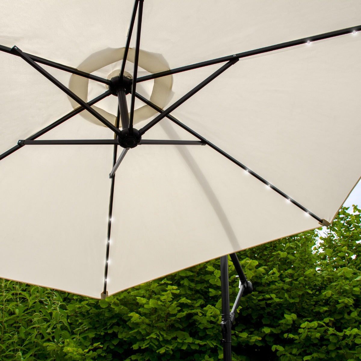Guarda-chuva Cantilever 3m com Luzes LED - Creme