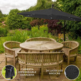 Guarda-chuva Cantilever 3m com Luzes LED - Cinza