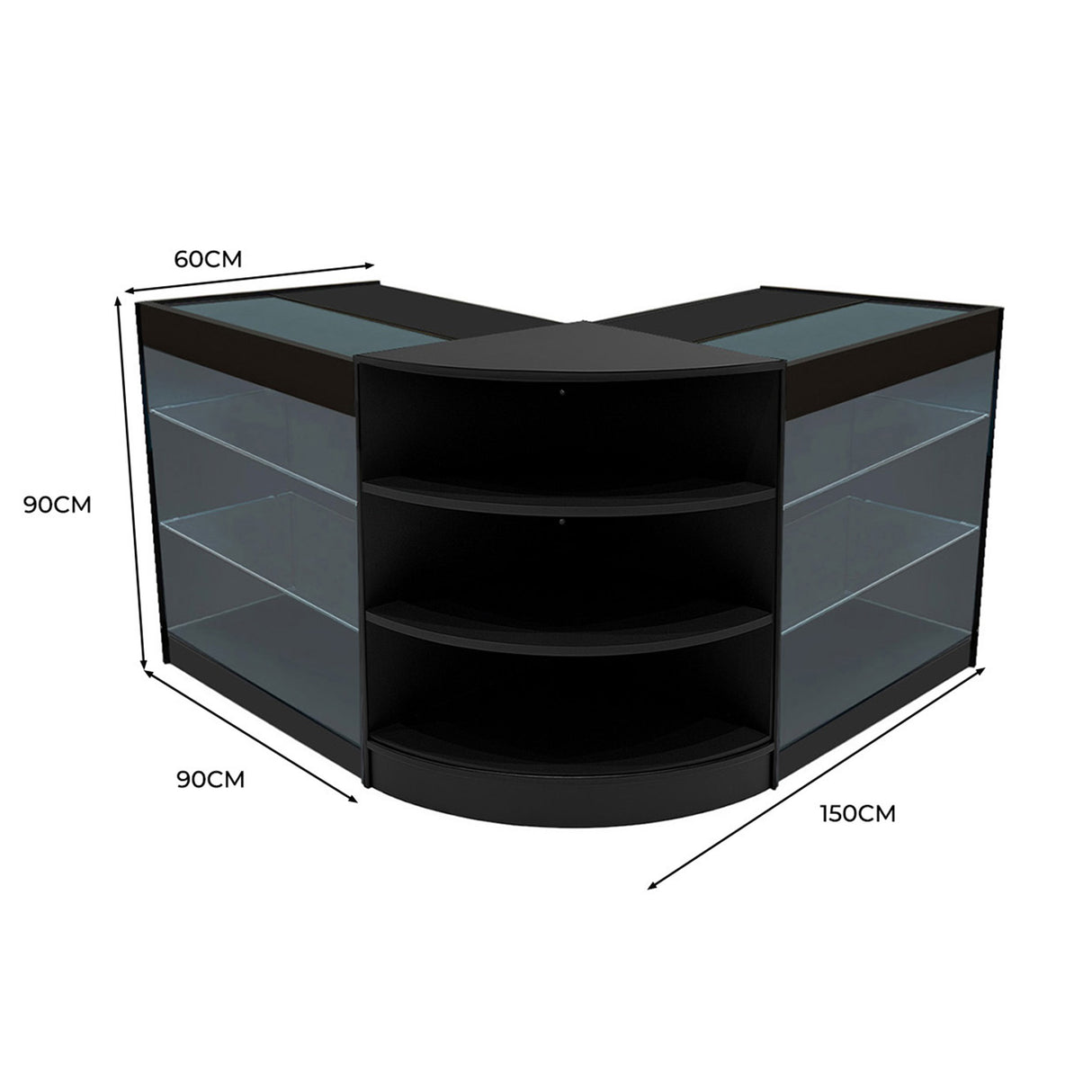 Conjunto de Balcões Comerciais com Luz LED "APOLLO" LM60+ 2x K900 – cor Preto