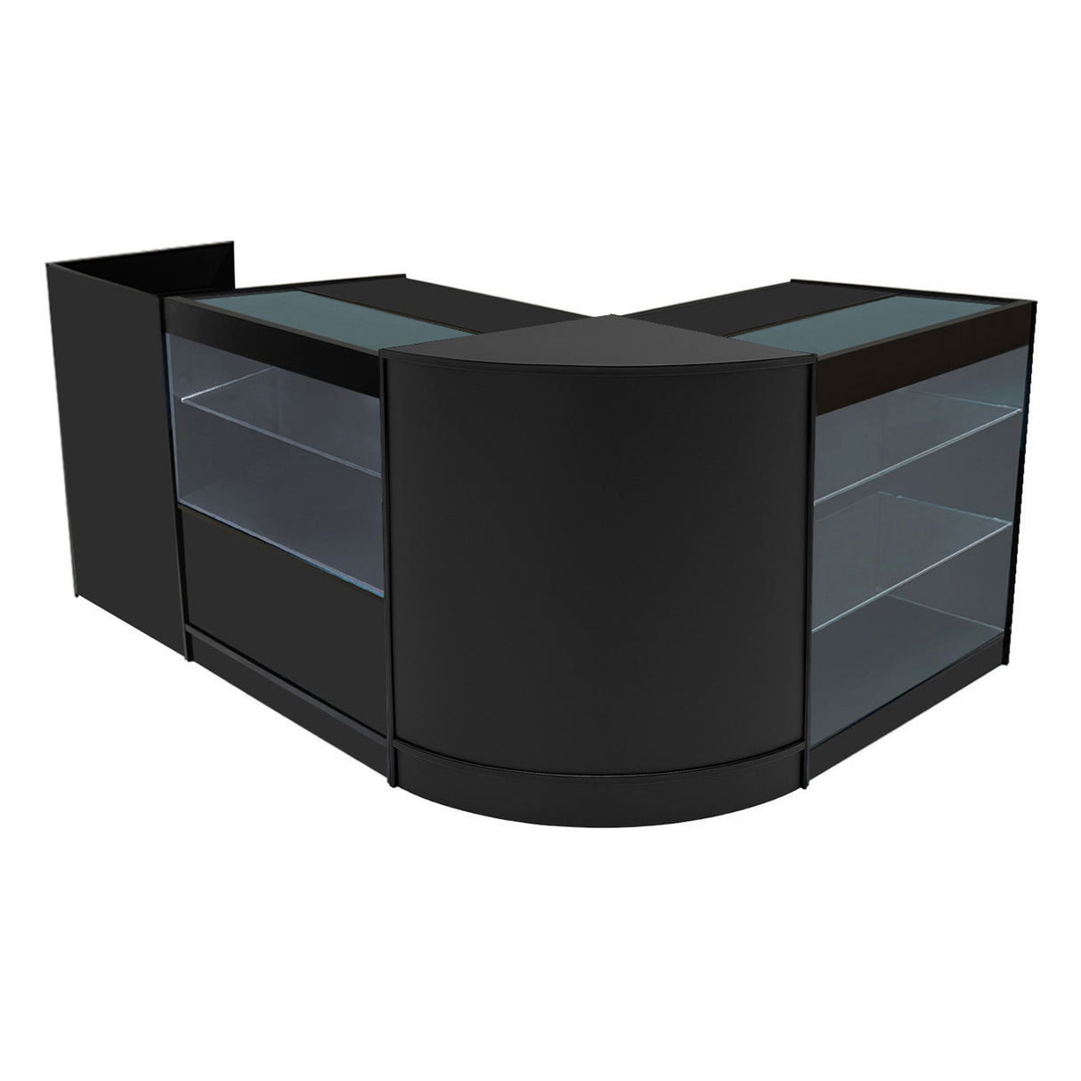 Conjunto de Balcões Comerciais com Luz LED "VEGA" CM60 + K900 + C900 + TB60 – cor Preto