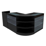 Conjunto de Balcões Comerciais com Luz LED "THEIA" LM60 + K900 + C900 + TB60 – cor Preto