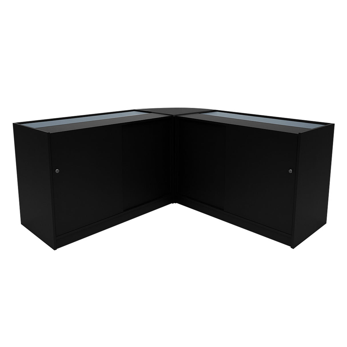 Conjunto de Balcões Comerciais com Luz LED "ADONIS" CM60 + B1200 + C1200 – cor Preto