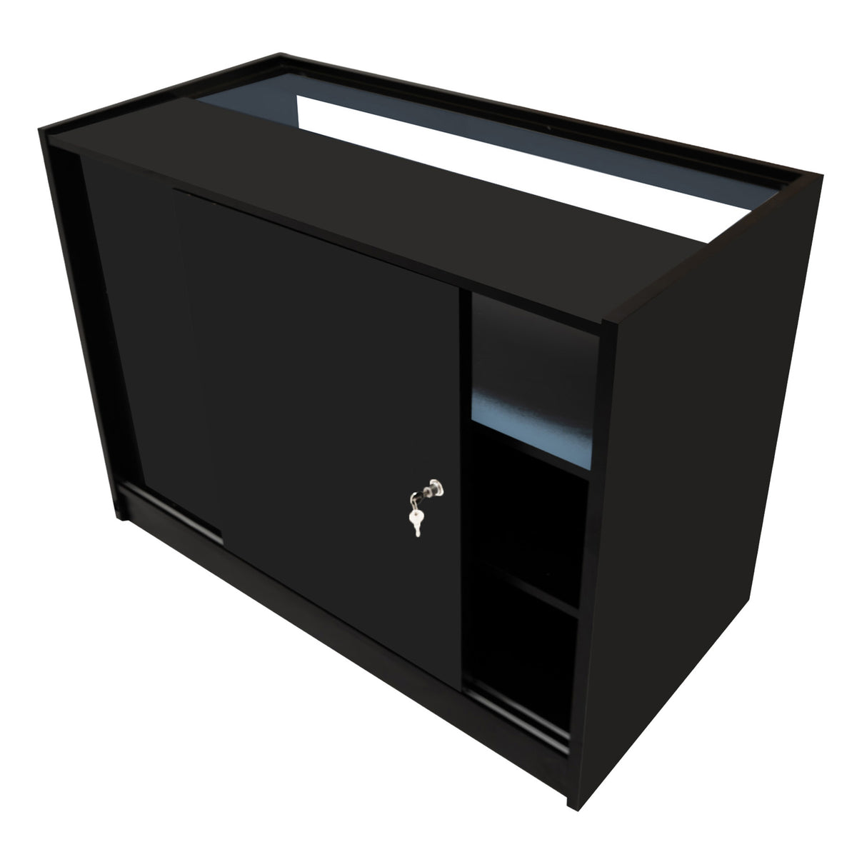 Conjunto de Balcões Comerciais com Luz LED  "TRITON" CM60 + K1200 + B1200 – cor Preto
