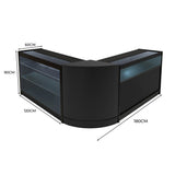 Conjunto de Balcões Comerciais com Luz LED  "TRITON" CM60 + K1200 + B1200 – cor Preto