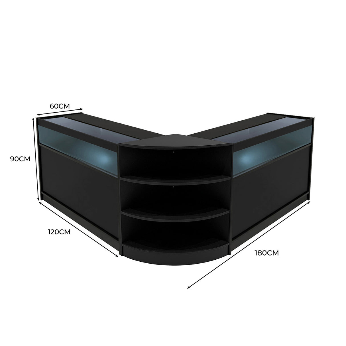 Conjunto de Balcões Comerciais com Luz LED "THESEUS" LM60+ 2x B1200 – cor Preto