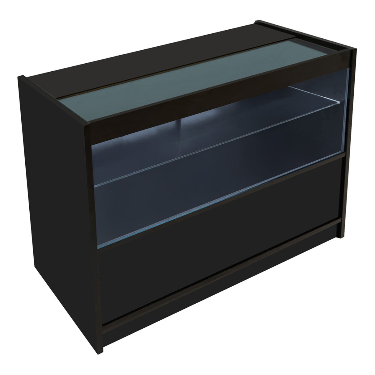 Conjunto de Balcões Comerciais com Luz LED "HARMONIA" LM60 + B1200 + C1200 – cor Preto