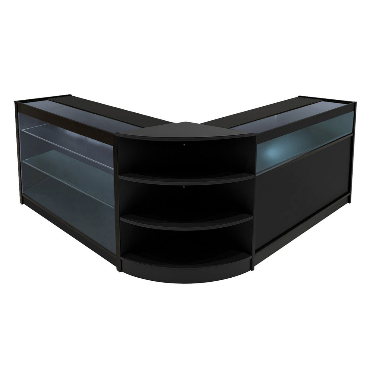 Conjunto de Balcões Comerciais com Luz LED  "DEMETER" LM60 + K1200 + B1200 – cor Preto