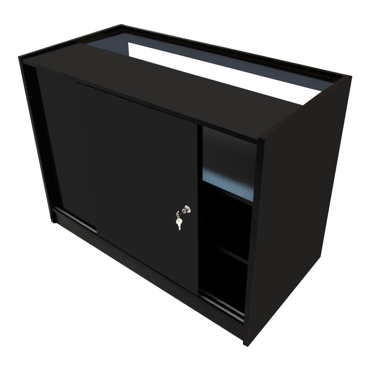 Conjunto de Balcões Comerciais com Luz LED  "DEMETER" LM60 + K1200 + B1200 – cor Preto