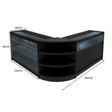 Conjunto de Balcões Comerciais com Luz LED  "DEMETER" LM60 + K1200 + B1200 – cor Preto