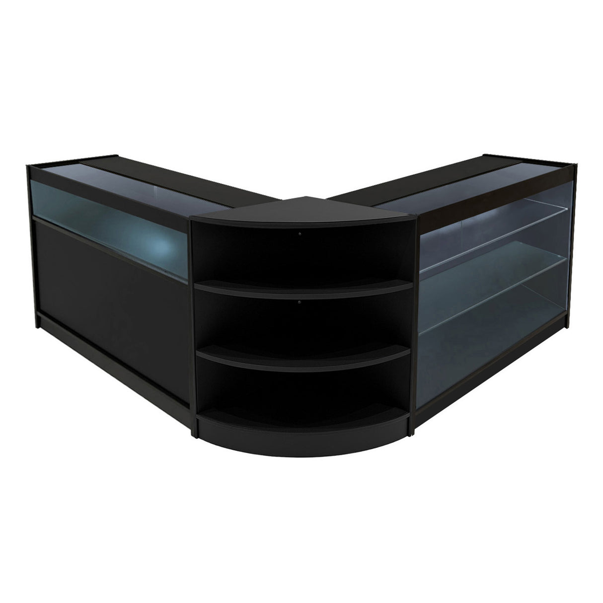 Conjunto de Balcões Comerciais com Luz LED  "CALLIOPE" LM60 + K1200 + C1200 – cor Preto