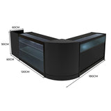 Conjunto de Balcões Comerciais com Luz LED "POLARIS" CM60 + B1200 + K1200 + TB60 – cor Preto