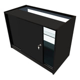 Conjunto de Balcões Comerciais com Luz LED "VEGA" CM60 + K1200 + C1200 + TB60 – cor Preto