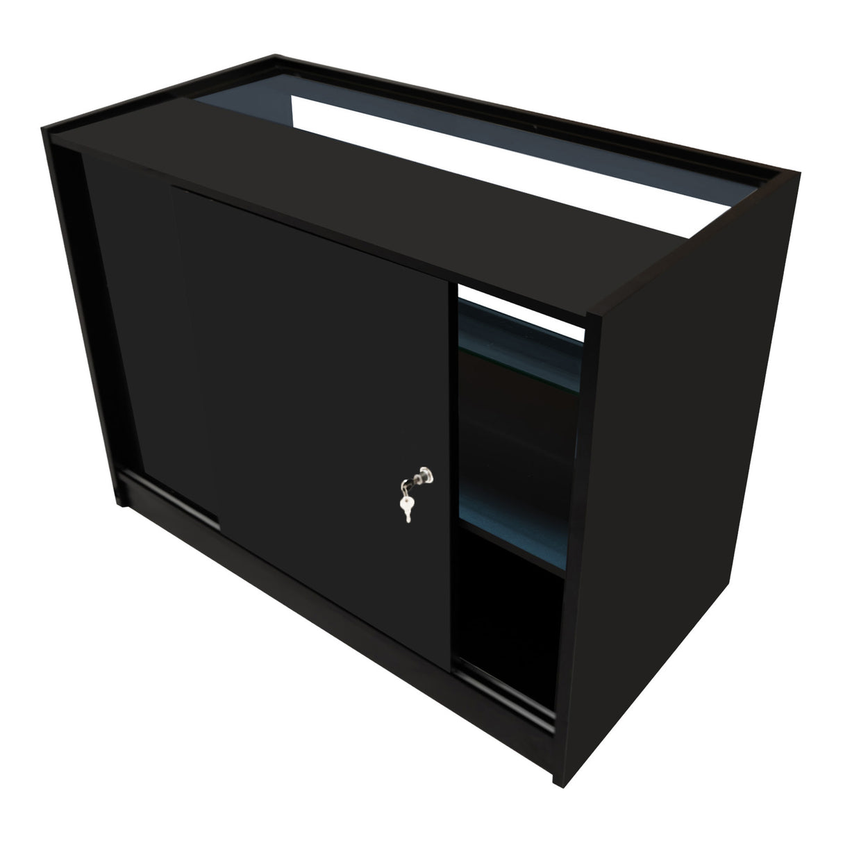 Conjunto de Balcões Comerciais com Luz LED "ECLIPSE" LM60 + 2xC1200 + TB60 – cor Preto