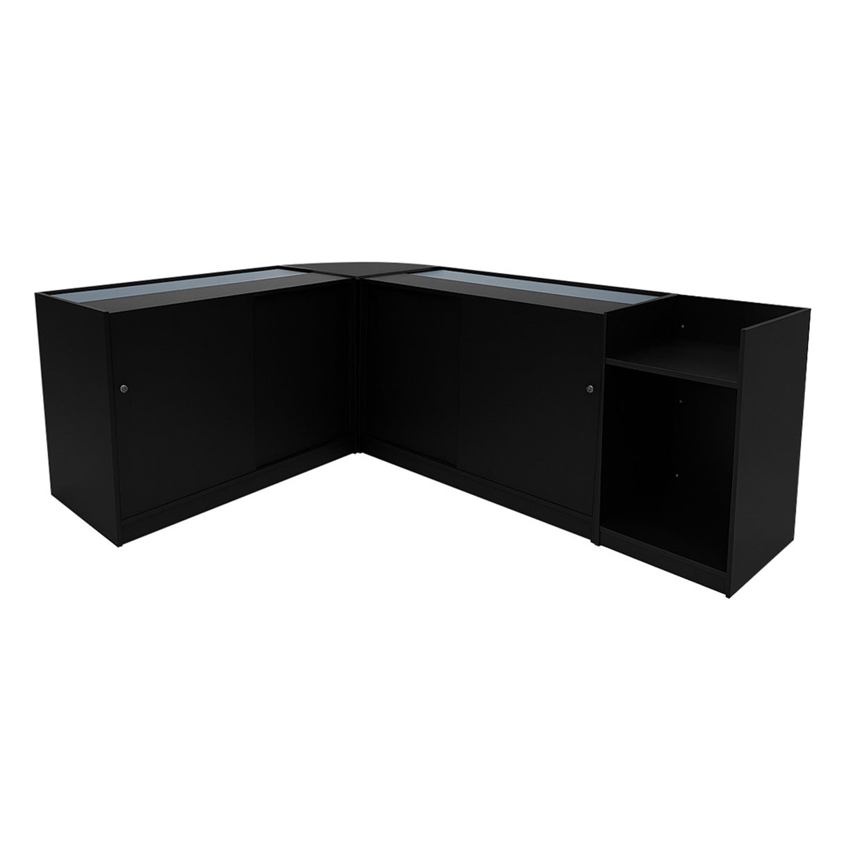 Conjunto de Balcões Comerciais com Luz LED "ECLIPSE" LM60 + 2xC1200 + TB60 – cor Preto