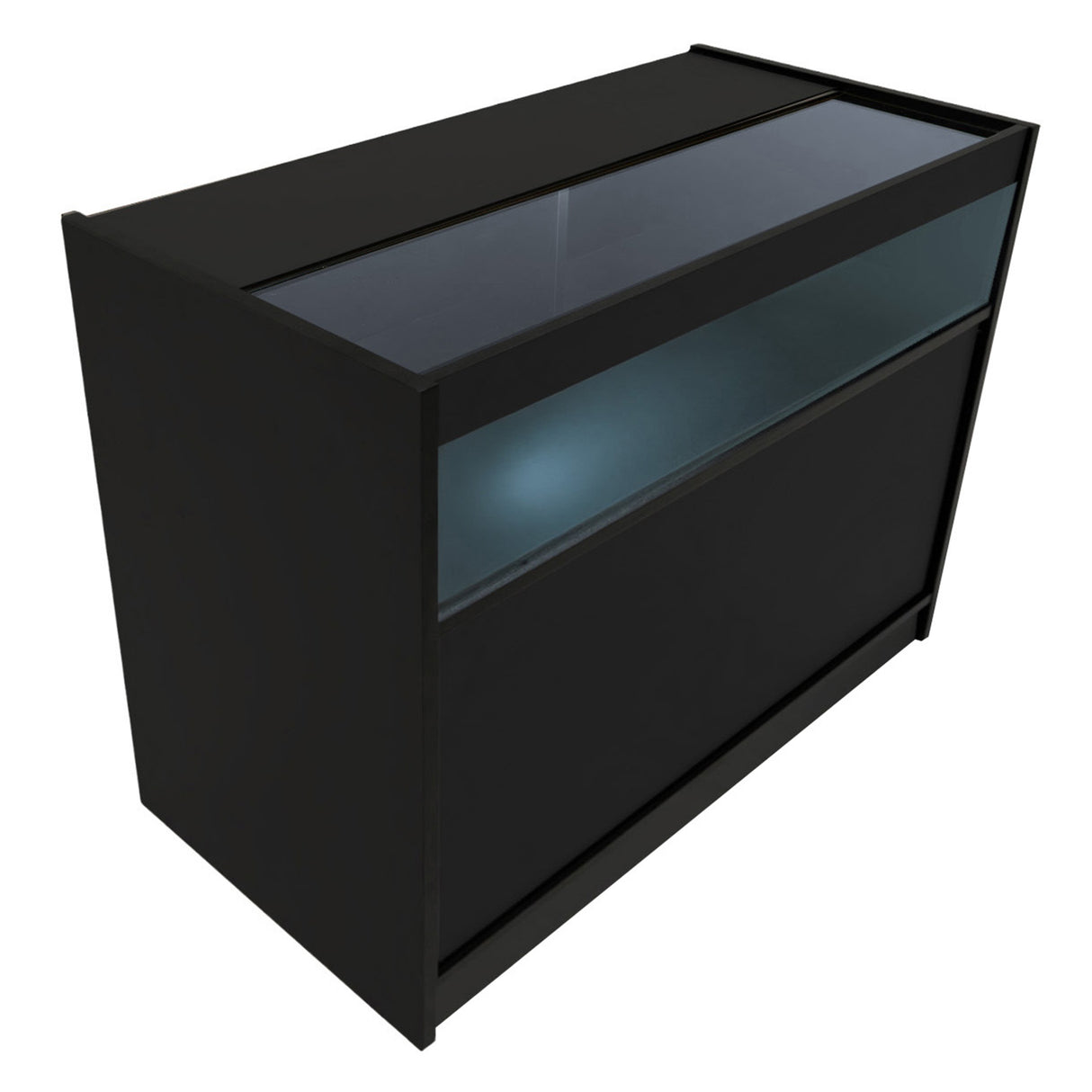 Conjunto de Balcões Comerciais com Luz LED "HYPERION" LM60 + B1200 + K1200 + TB60 – cor Preto