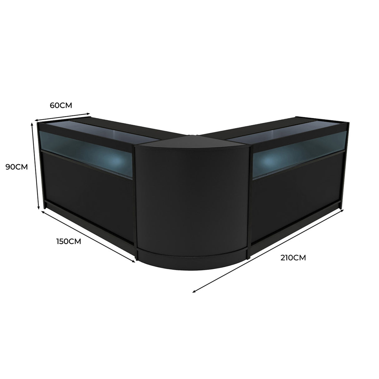Conjunto de Balcões Comerciais com Luz LED "IRIS" CM60+ 2x B1500 – cor Preto