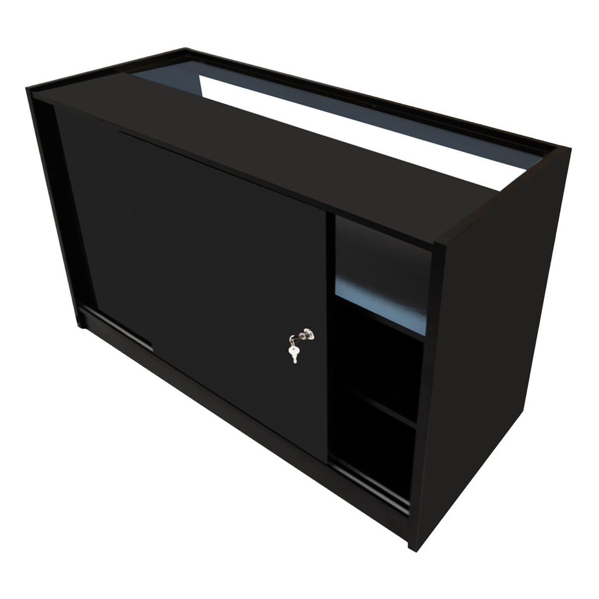 Conjunto de Balcões Comerciais com Luz LED "HARMONIA" LM60 + B1500 + C1500 – cor Preto