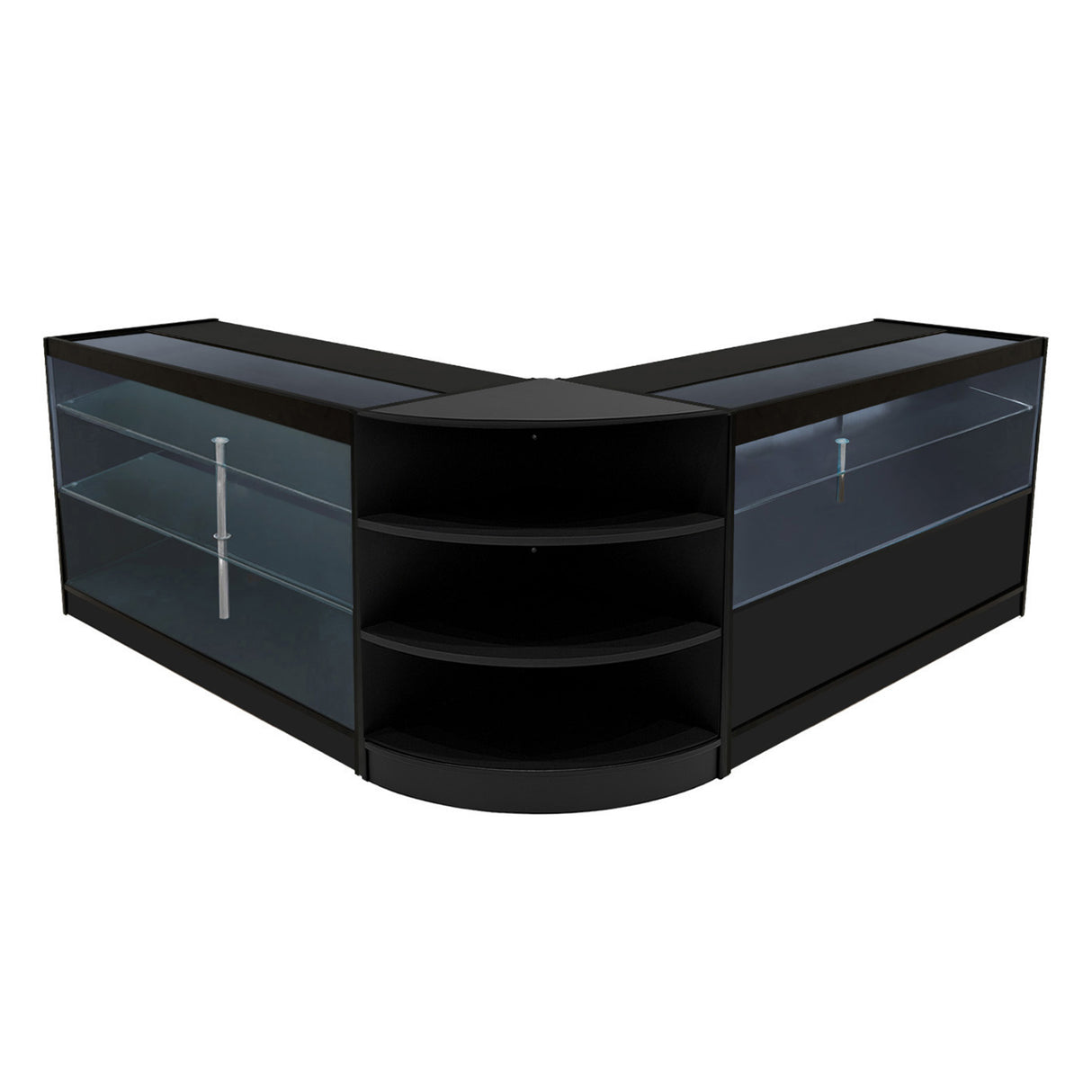Conjunto de Balcões Comerciais com Luz LED  "CALLIOPE" LM60 + K1500 + C1500 – cor Preto