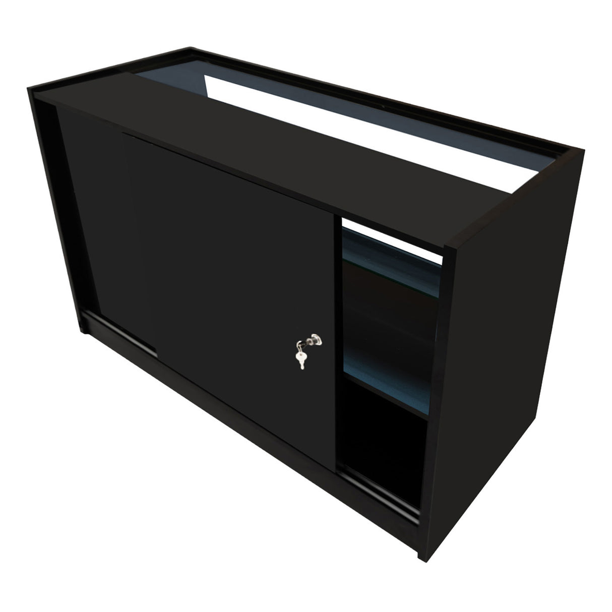 Conjunto de Balcões Comerciais com Luz LED  "CALLIOPE" LM60 + K1500 + C1500 – cor Preto