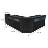 Conjunto de Balcões Comerciais com Luz LED "LUNA" CM60 + 2xB1500 + TB60 – cor Preto