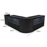 Conjunto de Balcões Comerciais com Luz LED "PHOENIX" CM60 + 2xC1500 + TB60 – cor Preto