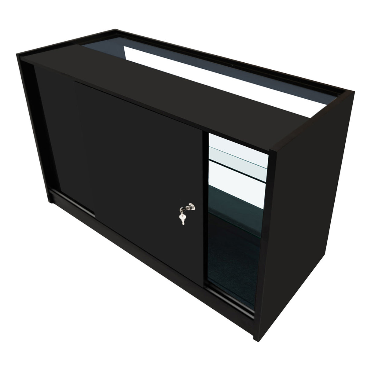 Conjunto de Balcões Comerciais com Luz LED "ARIES" CM60 + 2xK1500 + TB60 – cor Preto