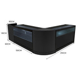 Conjunto de Balcões Comerciais com Luz LED "GRAVITY" CM60 + B1500 + C1500 + TB60 – cor Preto