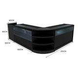 Conjunto de Balcões Comerciais com Luz LED "EUROPA" LM60 + B1500 + C1500 + TB60 – cor Preto