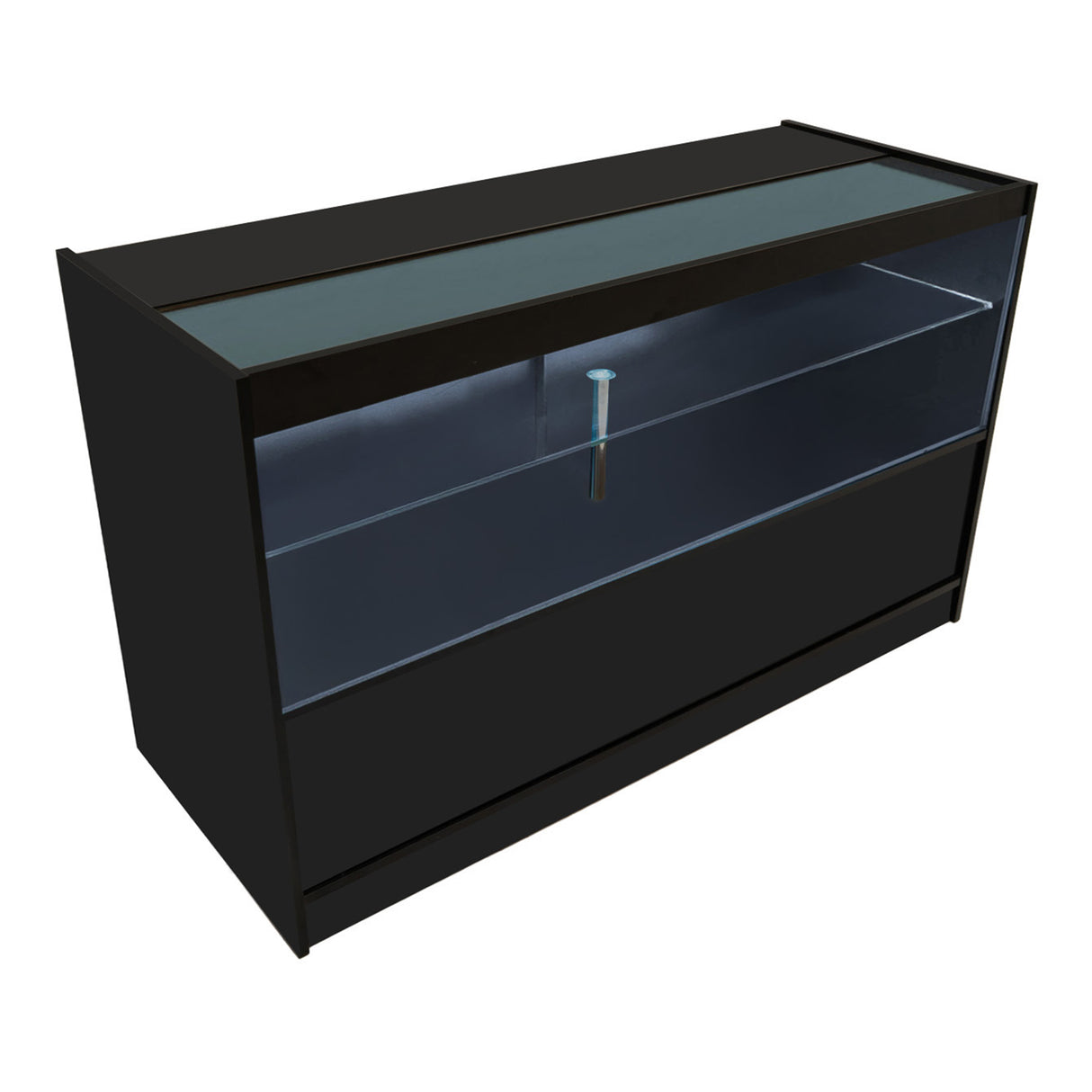 Conjunto de Balcões Comerciais com Luz LED "EUROPA" LM60 + B1500 + C1500 + TB60 – cor Preto