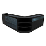 Conjunto de Balcões Comerciais com Luz LED "HYPERION" LM60 + B1500 + K1500 + TB60 – cor Preto