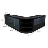 Conjunto de Balcões Comerciais com Luz LED "THEIA" LM60 + K1500 + C1500 + TB60 – cor Preto