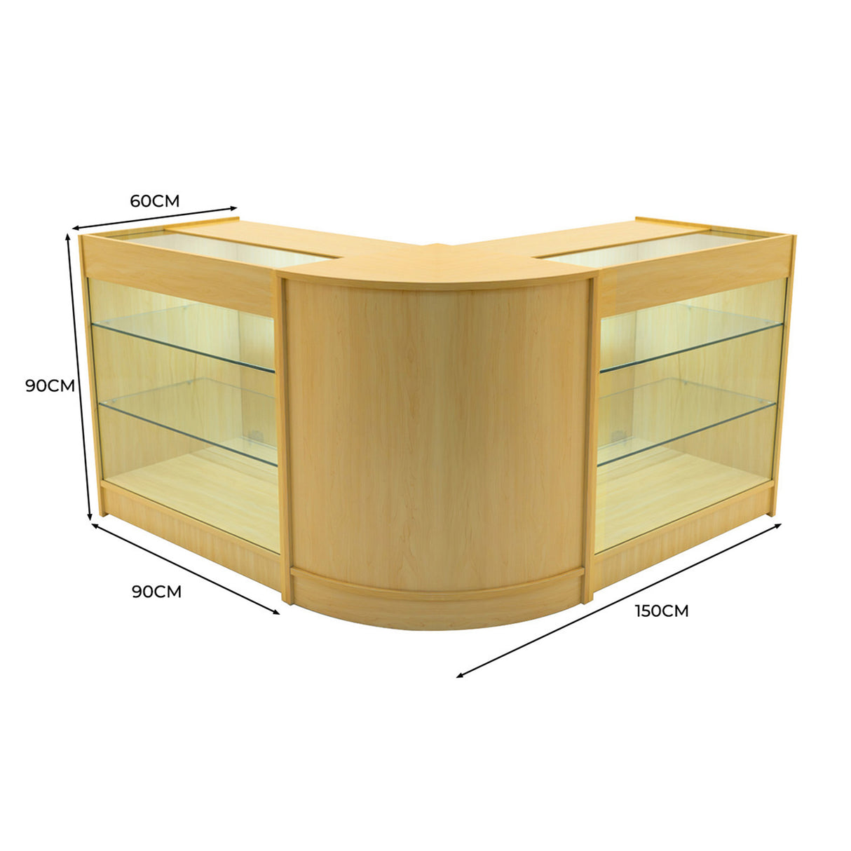 Conjunto de Balcões Comerciais com Luz LED "HELIOS" CM60+ 2x K900 – cor Maple