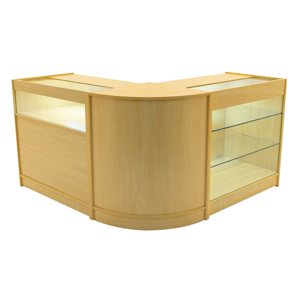 Conjunto de Balcões Comerciais com Luz LED  "TRITON" CM60 + K900 + B900 – cor Maple