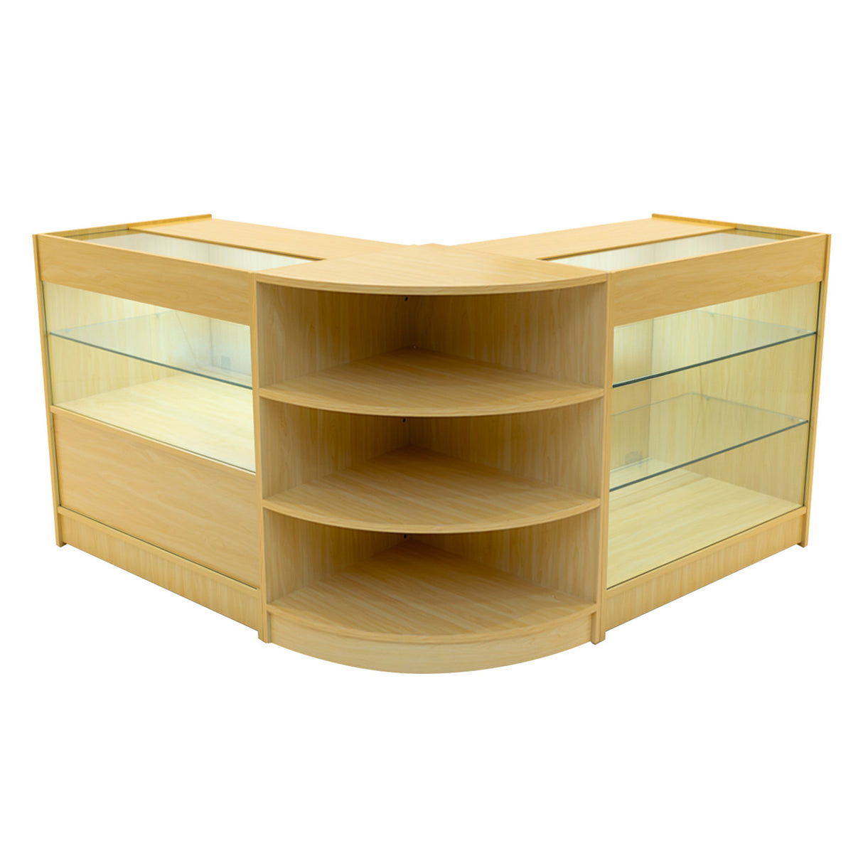 Conjunto de Balcões Comerciais com Luz LED  "CALLIOPE" LM60 + K900 + C900 – cor Maple
