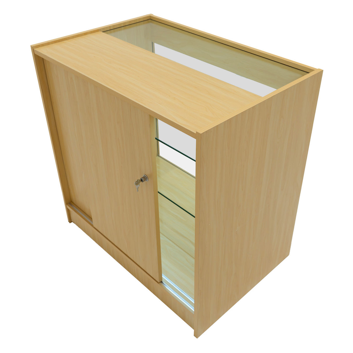 Conjunto de Balcões Comerciais com Luz LED "ARIES" CM60 + 2xK900 + TB60 – cor Maple
