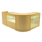 Conjunto de Balcões Comerciais com Luz LED "VEGA" CM60 + K900 + C900 + TB60 – cor Maple