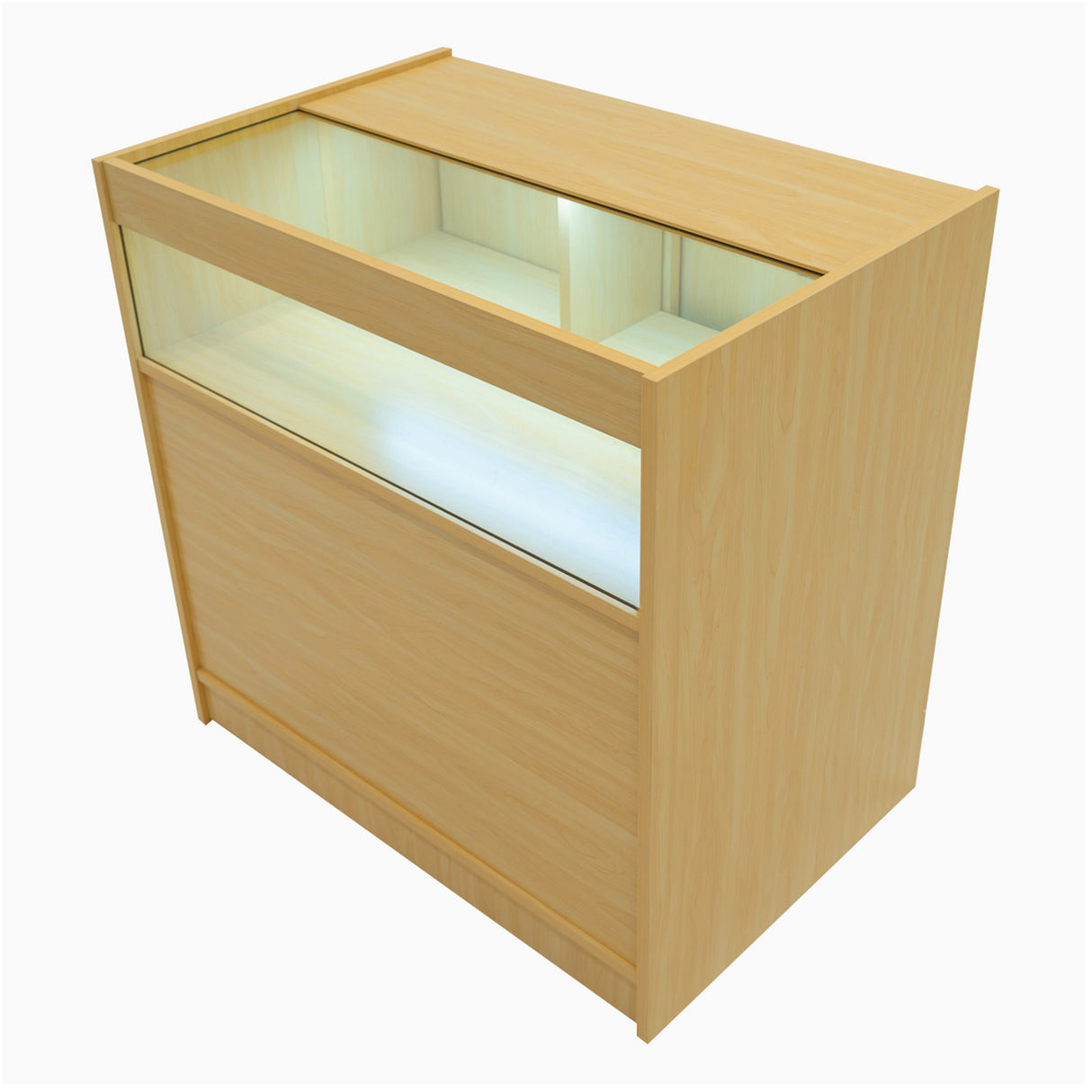 Conjunto de Balcões Comerciais com Luz LED "HYPERION" LM60 + B900 + K900 + TB60 – cor Maple