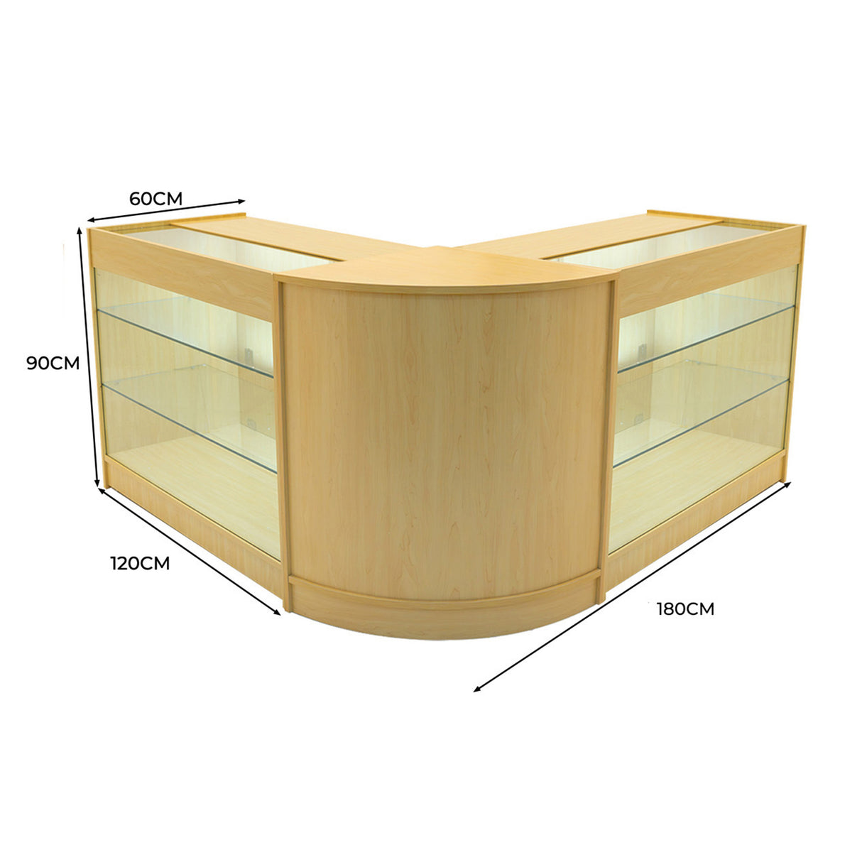 Conjunto de Balcões Comerciais com Luz LED "HELIOS" CM60+ 2x K1200 – cor Maple