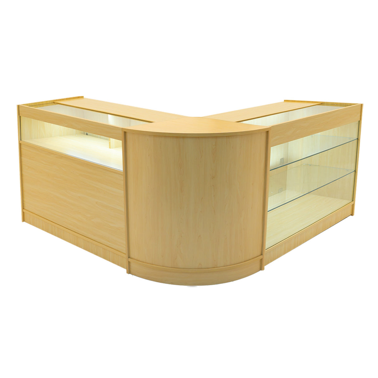 Conjunto de Balcões Comerciais com Luz LED  "TRITON" CM60 + K1200 + B1200 – cor Maple