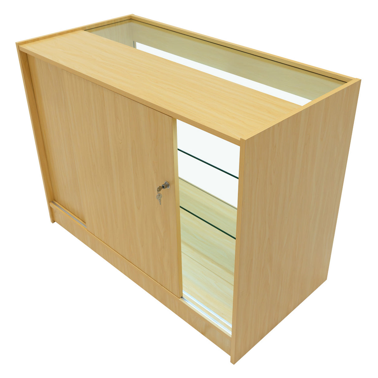 Conjunto de Balcões Comerciais com Luz LED  "TRITON" CM60 + K1200 + B1200 – cor Maple