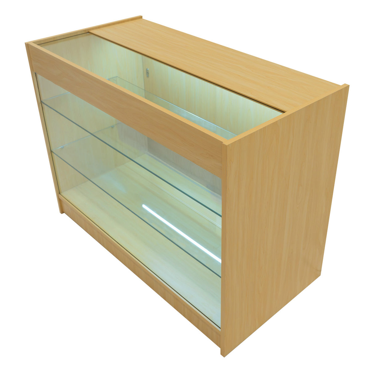 Conjunto de Balcões Comerciais com Luz LED  "TRITON" CM60 + K1200 + B1200 – cor Maple