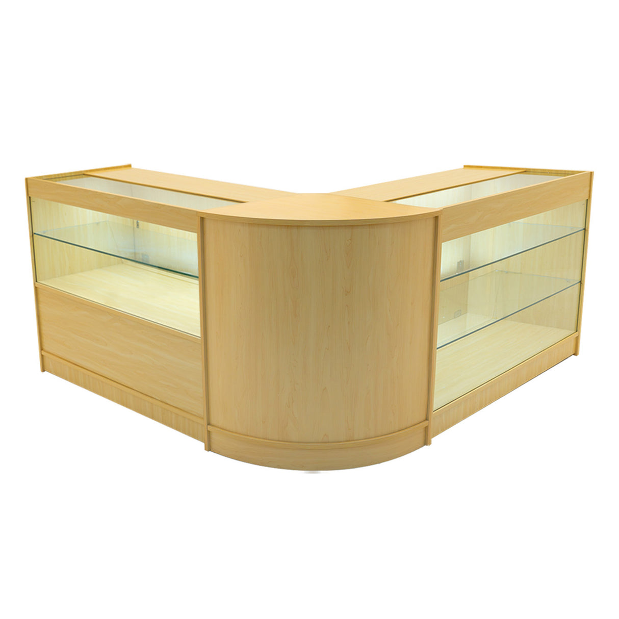 Conjunto de Balcões Comerciais com Luz LED "HERA" CM60 + K1200 + C1200 – cor Maple