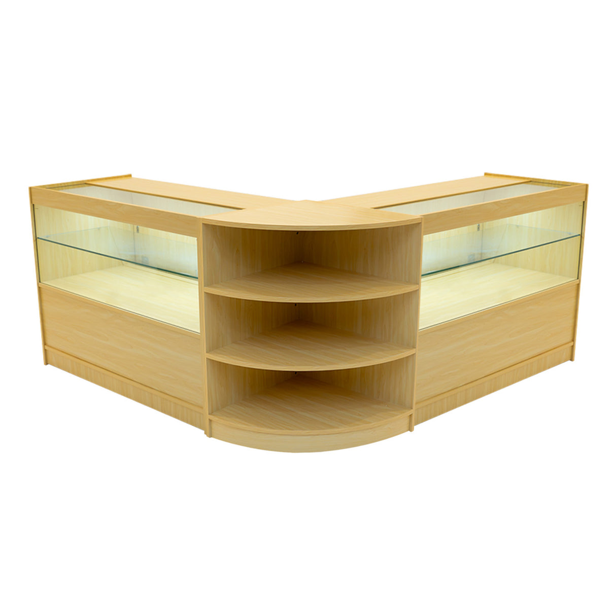 Conjunto de Balcões Comerciais com Luz LED "ANDROMEDA" LM60+ 2x C1200 – cor Maple