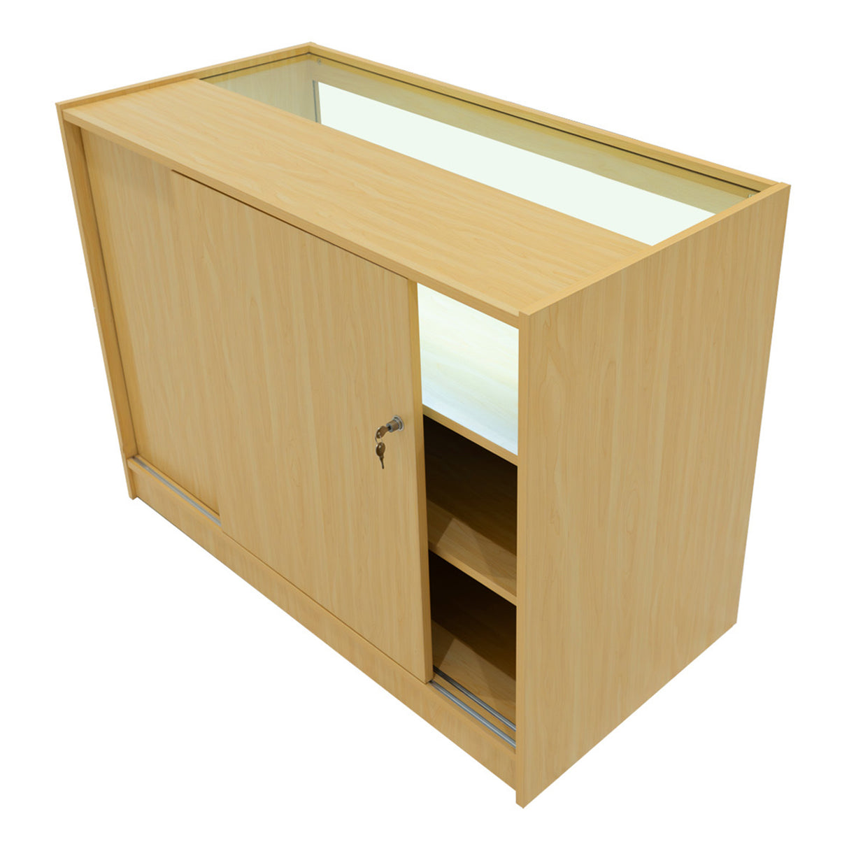 Conjunto de Balcões Comerciais com Luz LED "HARMONIA" LM60 + B1200 + C1200 – cor Maple