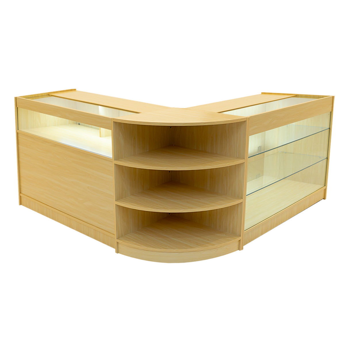 Conjunto de Balcões Comerciais com Luz LED  "DEMETER" LM60 + K1200 + B1200 – cor Maple