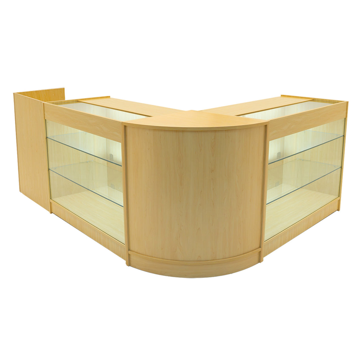 Conjunto de Balcões Comerciais com Luz LED "ARIES" CM60 + 2xK1200 + TB60 – cor Maple