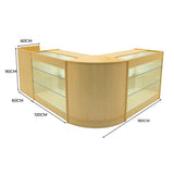 Conjunto de Balcões Comerciais com Luz LED "ARIES" CM60 + 2xK1200 + TB60 – cor Maple