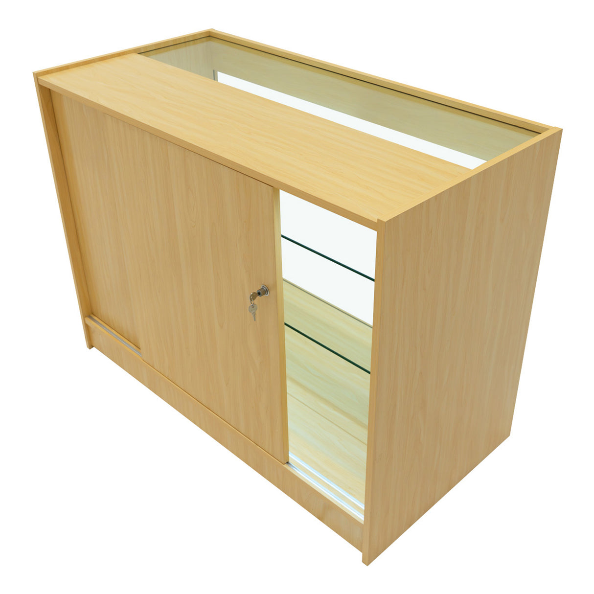 Conjunto de Balcões Comerciais com Luz LED "POLARIS" CM60 + B1200 + K1200 + TB60 – cor Maple